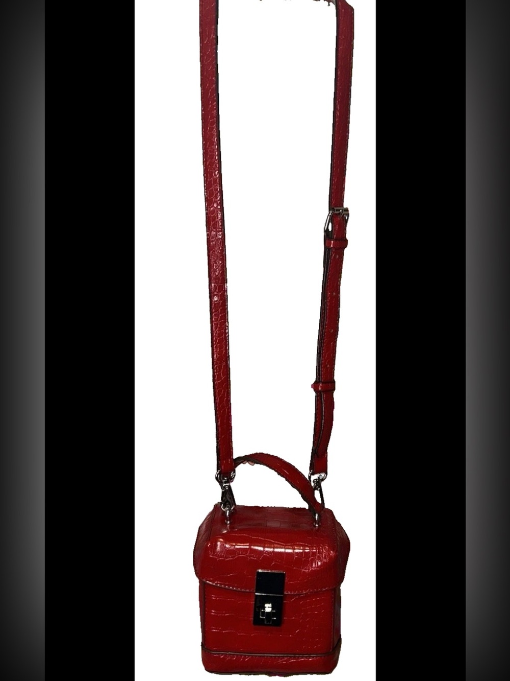 Retired- Carlos Santana Red Croco Embossed Crossbody Bag Handbag Faux Leather